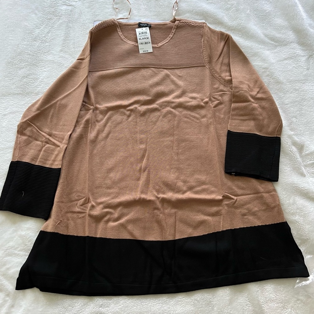 NWT Alfani Caramel Tunic Sweater, Size XL